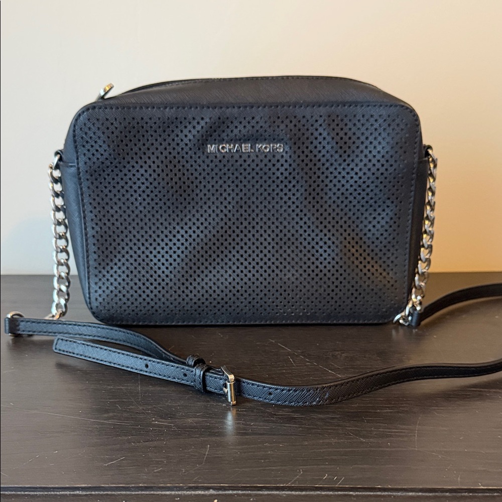 Michael Kors Perforated Black Crossbody Bag